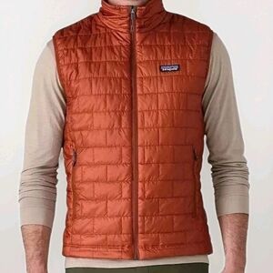 Patagonia Nano Puff Vest Men's Medium Orange Burr Rust Full Zip Vest